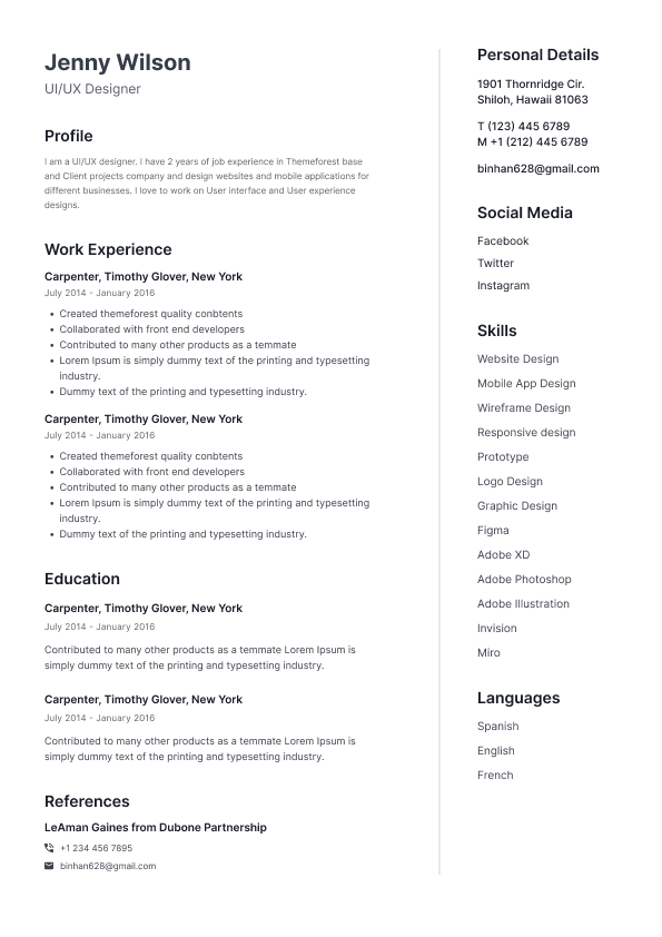 Resume Template Zenith